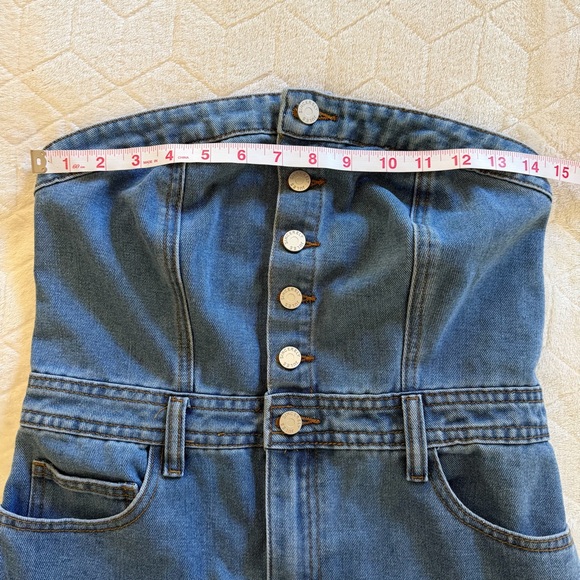 Sincerely Jules Denim Strapless Midi Dress Back Slit Size Medium NWT - Picture 11 of 13